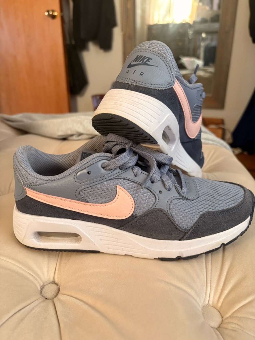 Nike Air Women's Gray with Pink Swoosh Sneakers